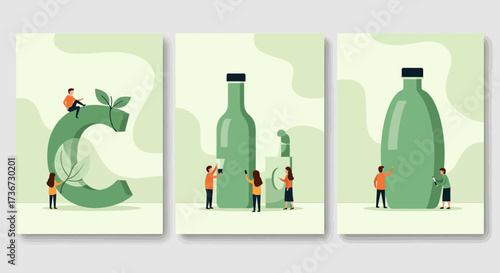 Illustrating the principles of ecological sustainability and responsible resource management in beverage container design and recycling initiatives