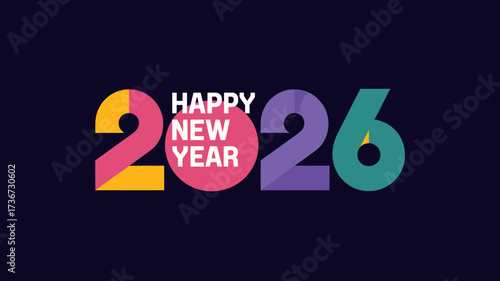 Vector art of happy new year 2026 modern design on dark background for greeting card