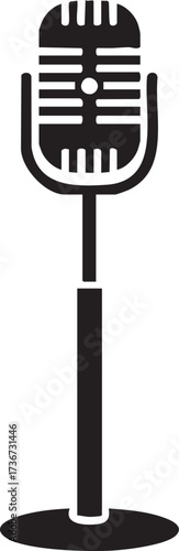 Vintage microphone on stand silhouette for music and performance