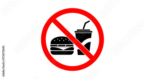 Prohibition of eating and drinking in this area due to safety regulations and hygiene standards