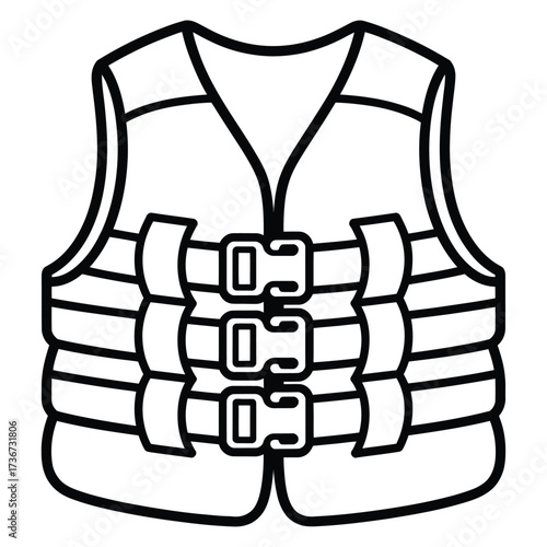 Simple line drawing of a life vest with buckles