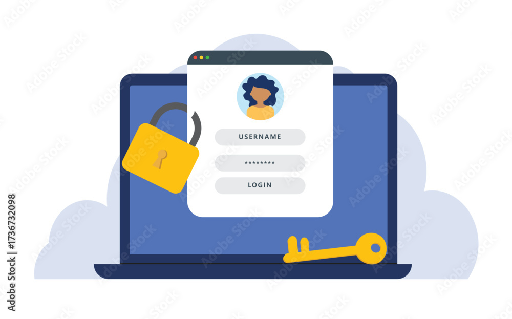 Fototapeta premium Online authentication concept,Strong password for cyber security