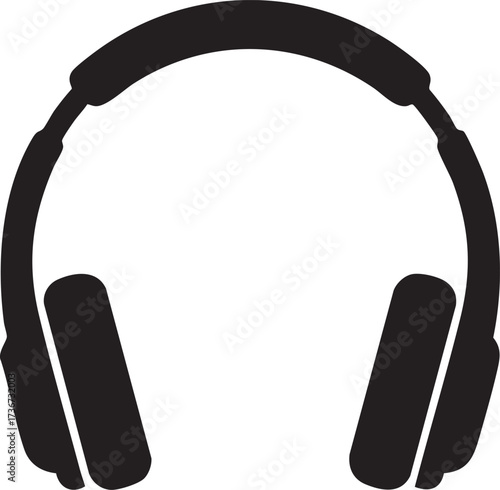 Black over ear headphones silhouette icon for music and audio listening