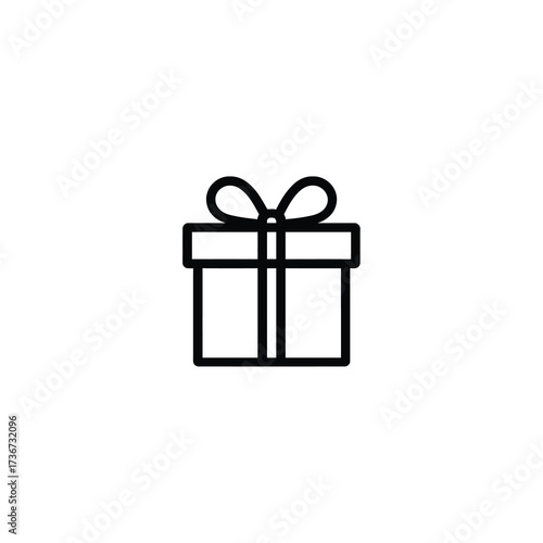 Monoline Gift Box Icon With Bow