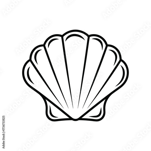 Simple line drawing of a scallop seashell