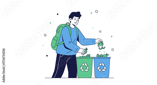 Person Puts Food Waste Into Recycle Bins For Compost And Protect The Nature