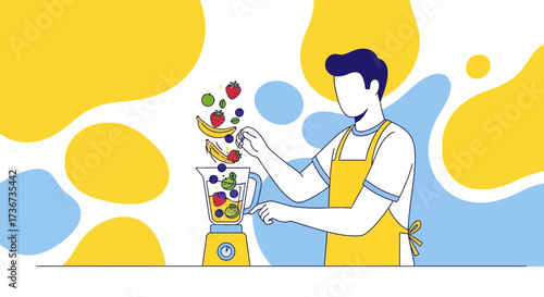 Preparing Fresh Vitamin-Rich Smoothie In A Blender Ready To Boost Health And Vitality