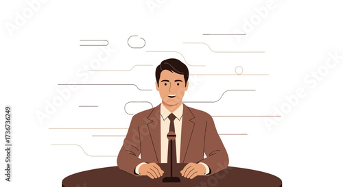 Presenter Standing Behind the Podium Prepared to Deliver an Inspiring Speech Or Presentation