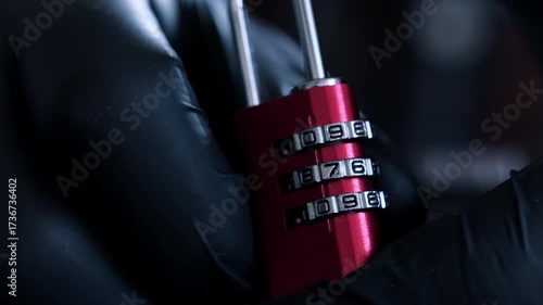 Person In Black Gloves Decodes The Coding Lock For Luggage And Lockers
