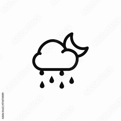 light rain night icon sign vector