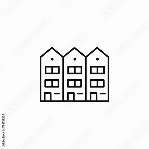 row buildings icon sign vector