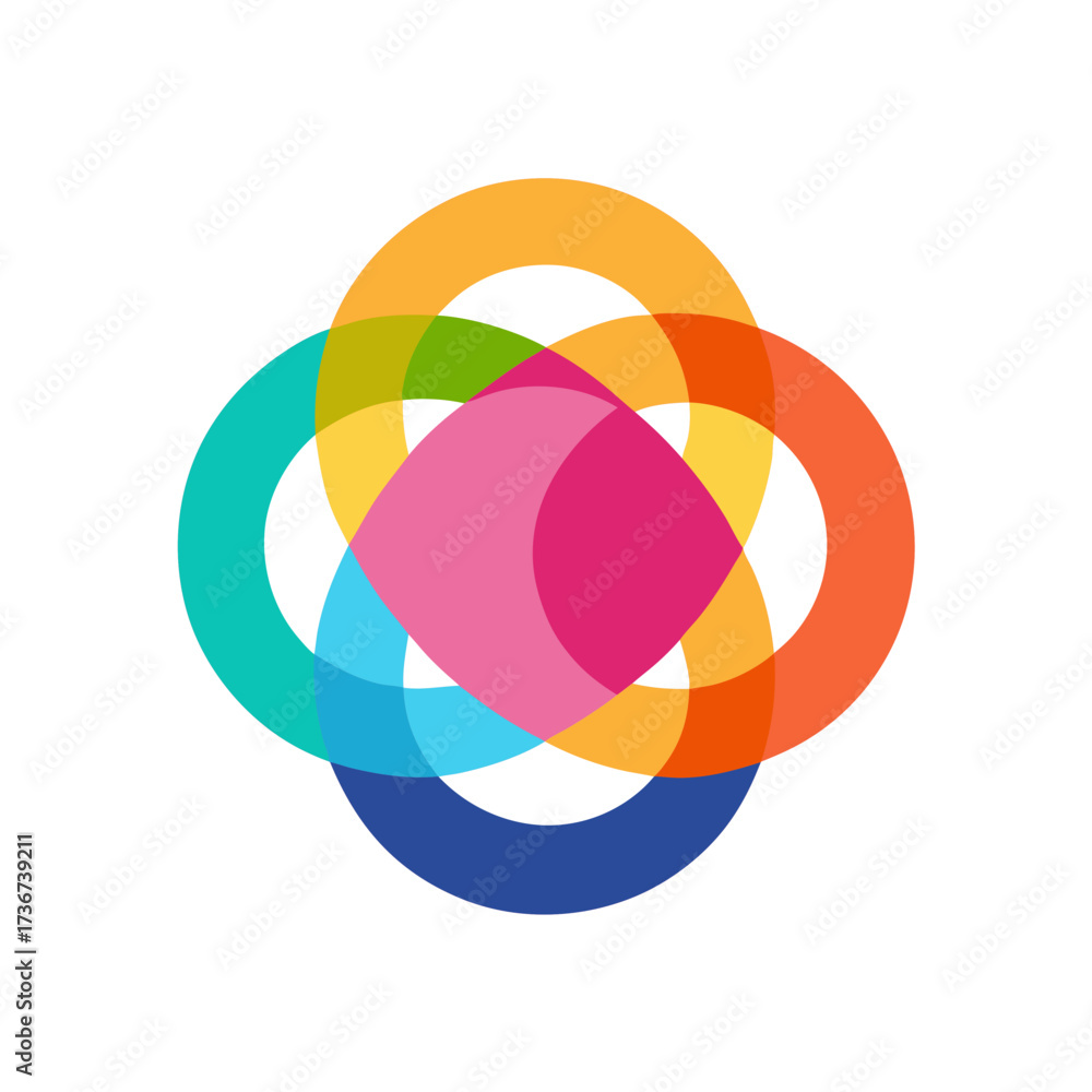 Obraz premium Colorful Overlapping Circles Logo Geometric Style