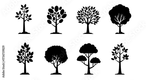 tree with leaves, tree, leaf, vector, nature, illustration, silhouette, branch, plant, design, art, season, spring, forest, symbol, icon, autumn, summer, root, decoration