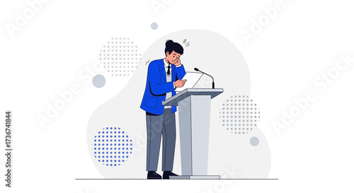 Public Speaking Anxiety: A Businessman Overwhelmed Before A Presentation Facing Problems Only