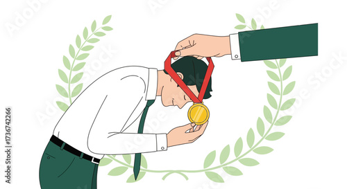 Receiving The Award: An Illustration Depicting Achievement and Recognition In Business