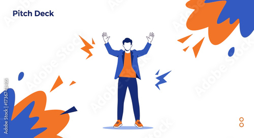 Successful Businessman Celebrating Victory with Energetic Gestures and Dynamic Design