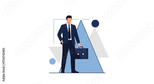 Successful businessman character with briefcase representing business and professional concepts