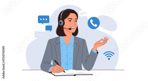 Smiling Helpline Attendant: Offering Support, Information, And Customer Service Solutions Presented