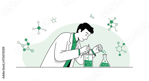 Scientist performing chemical experiments in a laboratory, research and science concept