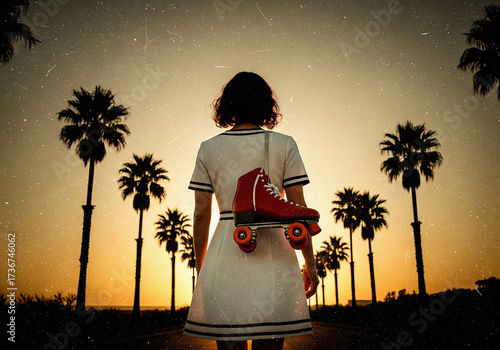 illustration of a woman on skates