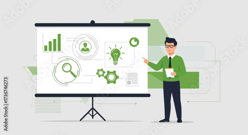 Strategic Presentation: A Professional Delivering Visionary Insights and Business Concepts