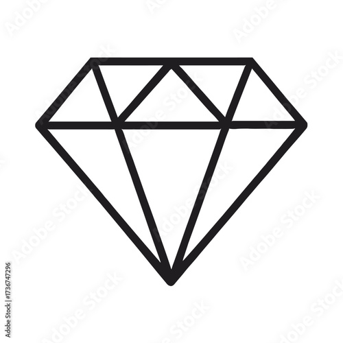 Geometric Outline Diamond Vector Icon - Symbol for Quality, Rarity, and Luxury