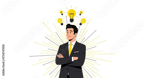 Successful Business Man with Brilliant Ideas and Creative Innovative Concepts