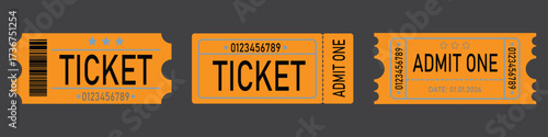 Vector Ticket with one stub rip line. Vector Ticket with one stub rip line.
