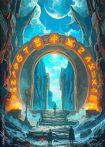 fantasy landscape with clouds and sun
