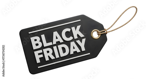 Black friday sale tag isolated on transparent background