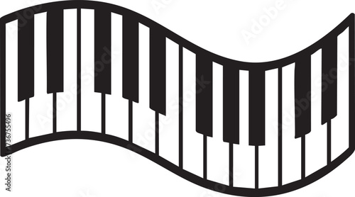 Curved Piano Keyboard silhouette vector Illustration