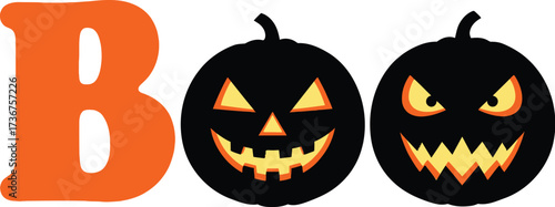 Spooky halloween design featuring pumpkins and the word boo for festive celebrations