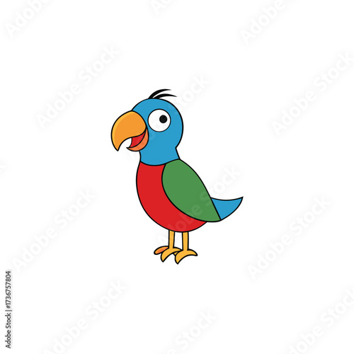 Colorful Parrot Talking Words Cartoon Vector