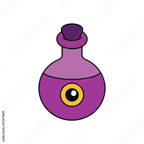 Witch Eye Potion Jar on White Background