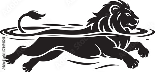 Majestic Lion Illustration in Water