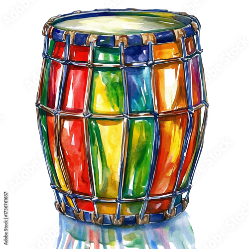 Steel Drum, watercolor clipart vector, isolated on a white background.