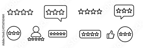 Different ratings and review icons representing user feedback and opinions on a service or product