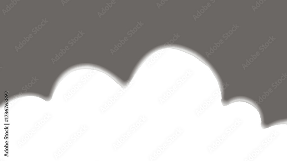Fototapeta premium Cloudy Border, White Clouds with Gray Sky Background, Cartoon Vector Illustration, Weather, Climate, Sky Overlay, Cloudscape