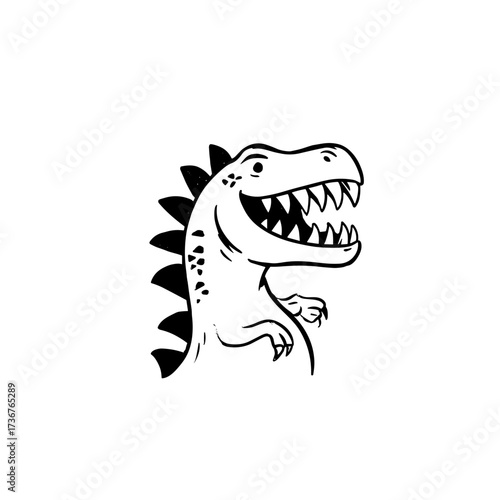 Carnotaurus. Carnotaurus simple black and white line art vector logo