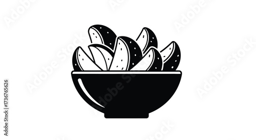 Black Silhouette of Potato Wedges in a Bowl fries chips
