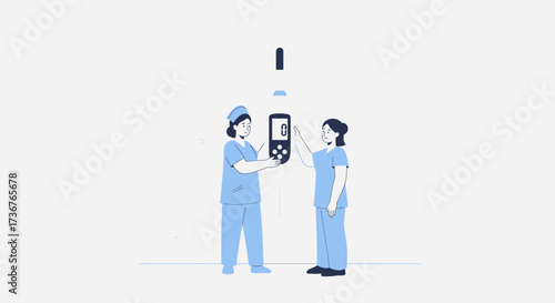 Medical Professionals Examining Digital Display Illustrating Health Progress and Modern Care