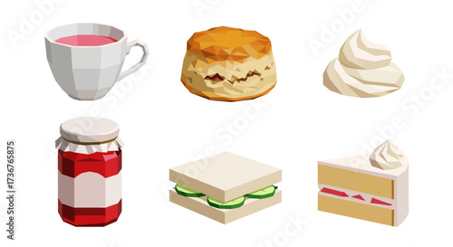 Vector art of a collection of british afternoon tea items