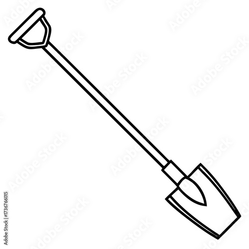 Simple Gardening Hoe Line Art Vector Illustration on White Background