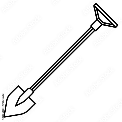 Simple Gardening Hoe Line Art Vector Illustration on White Background