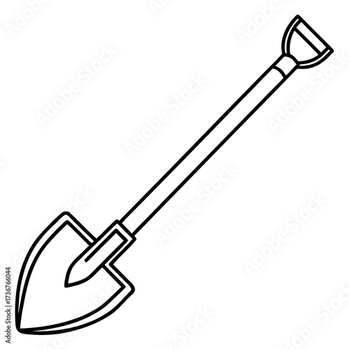 Simple Gardening Hoe Line Art Vector Illustration on White Background