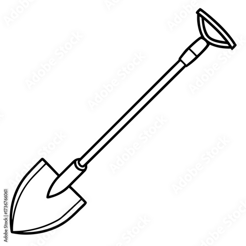 Simple Gardening Hoe Line Art Vector Illustration on White Background