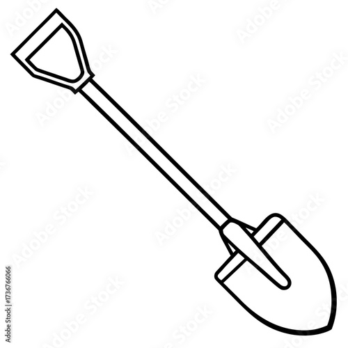 Simple Gardening Hoe Line Art Vector Illustration on White Background