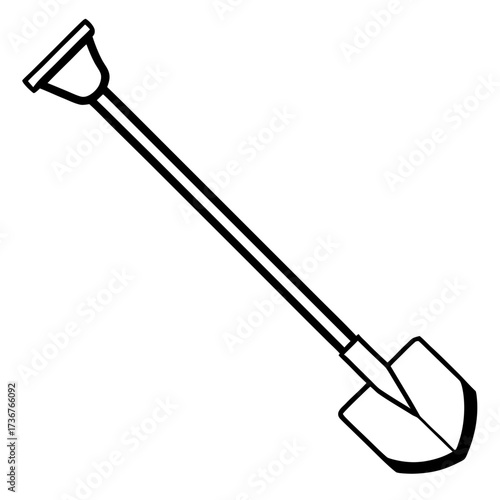 Simple Gardening Hoe Line Art Vector Illustration on White Background