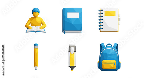 Vector art of collection of school supplies and educational icons