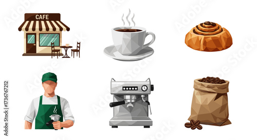 Vector art of collection of coffee shop elements